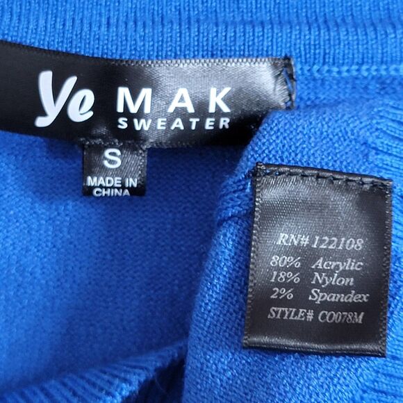 Yemak Sweater Cardigan Womens S Blue 3/4 Sleeve Button Down Super Soft V Neck - Picture 10 of 11